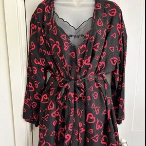 Victoria’s Secret Silk Gold Label Heart Nightgown Slip & Robe Size M/L